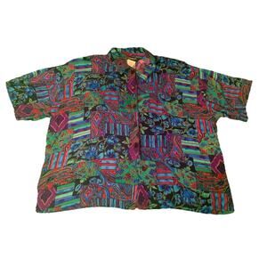 Options Melrose Large 100% Rayon Woman’s Hawaiian Camp Collar Shirt Vintage 90s